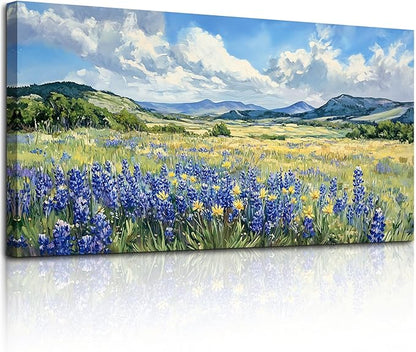 SERIMINO Nature Landscape Wall Art, Wilderness Meadow Wildflower Large Artwork, Rural Scenic Canvas Art Prints, Bright Natural Scenery Pictures Wall Decor Living Room Bedroom Rustic Farmhouse 24"X48"