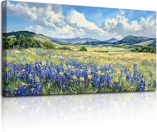 SERIMINO Nature Landscape Wall Art, Wilderness Meadow Wildflower Large Artwork, Rural Scenic Canvas Art Prints, Bright Natural Scenery Pictures Wall Decor Living Room Bedroom Rustic Farmhouse 24"X48"