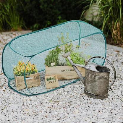 TIMSO 4 Pack Pop Up Raised Bed Cover & Foldable Crop Cage - 30% Sunblock Shade Cloth Plant Protector with Stainless Steel Frame & 32 Stakes - 39"x18"x16" for Vegetables, Seedlings