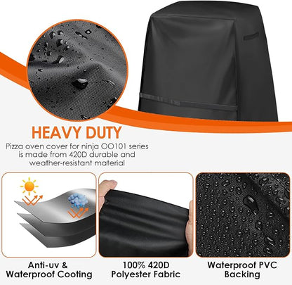 Cover for Ninja Woodfire Grill Compatible with Ninja Pizza Oven OO101 with Stand,Waterproof Covers for Ninjaa Woodfire Outdoor Grill with Adjustable Drawstrings and Buckles(Cover Only)