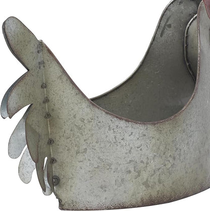 Deco 79 Metal Rooster Indoor Outdoor Planter Large Planter Pot, Planter 12" x 8" x 16", Gray