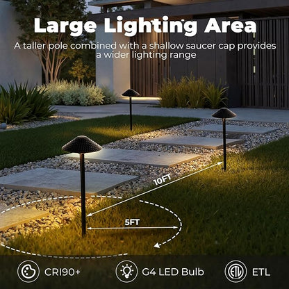 Gardencoin Low Voltage Landscape Lights 12V Outdoor LED Pathway Lighting 4W 2700K Warm White Path Light Waterproof Aluminum Garden Walkway Light with Replaceable Bulb (6.7'' Shade, 20'' Tall), 12 Pack