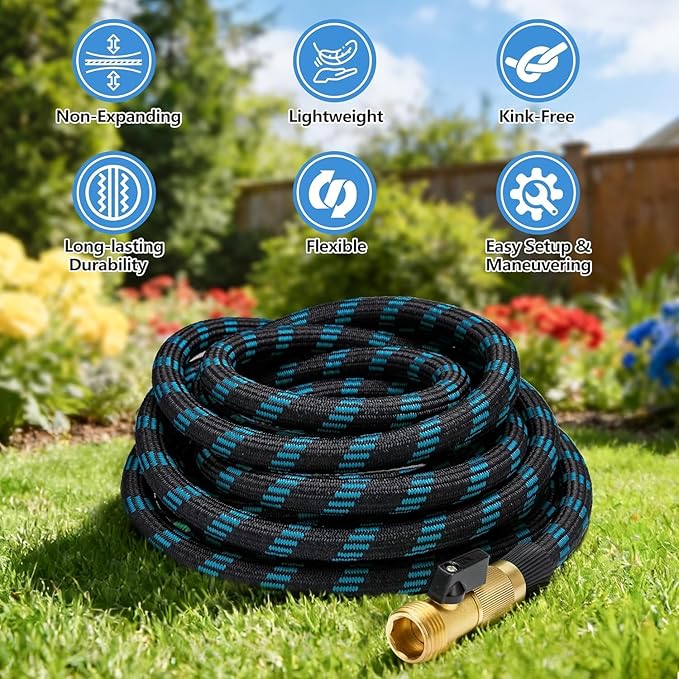 100 FT Non-Expandable Garden Hose, 2026 New Upgraded Flexible Water Hose, Ultra Lightweight Non-Expanding hoses with 10 Function Sprayer, Leak proof, Pressure Resistant for Yard, Outdoor