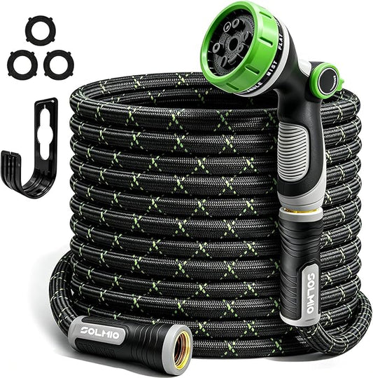Garden Hose 25FT, Flexible Lightweight Non-Expandable Water Hose with 10 Function Nozzle, No-Kink, Leak-Proof, Burst-Resistant, High-Pressure for Yard, Outdoor