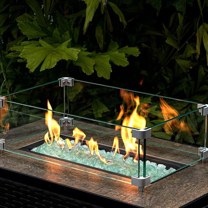 GASPRO 10 lbs Fire Glass for Propane Fire Pit, 1/2-Inch Decorative Firepit Glass Rock for Gas Fireplace, Aqua