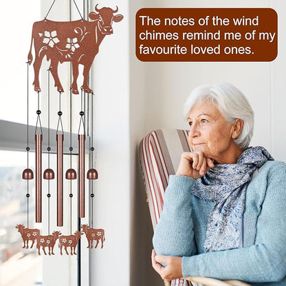 Metals Cow Wind Chimes for Outside to Create a Zen Atmosphere Suitable for Outdoor Garden Patio Home Decor,Melodious Melodic Tones Wind Chimes Suitable as A Birthday Gift for Women Mom