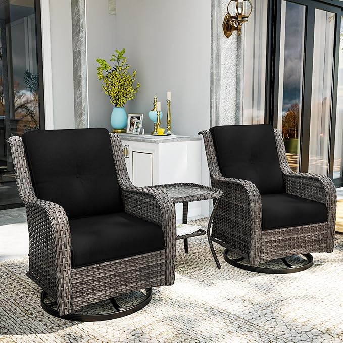 Outdoor Chair Cushions Set for Patio Furniture, 22x25/22x24 Inch, Waterproof & Fade Resistant Patio Chair Cushions, Thick Patio Furniture Cushion for Chair, Sofa, and Couch (Black, 2 Set)