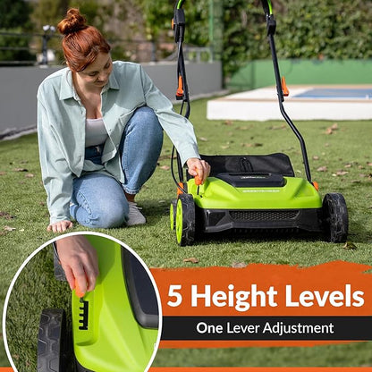 GreenSweep TurfoMax | Artificial Grass Electric Turf Sweeper, 5 Adjustable Height Settings, Foldable Handle, Collection Bag Included, Restores Flattened Turf & Removes Debris