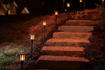 Solar Landscape Lights Rustic - Realistic Flickering Flame Patented LED, Adjustable Height, Pathway Lights Solar Powered Torch with Poles for Outdoor Landscape, Garden, Yard, and Patio Decor (1 Pack)
