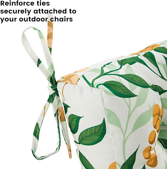 ARTPLAN Seat/Back Outdoor Chair Cushion,Set of 4 Patio Chair Cushion with Tie,Tufted Replacement for Patio Furniture,40x20x4 Inches,4 Count,Floral