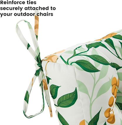 ARTPLAN Seat/Back Outdoor Chair Cushion,Set of 4 Patio Chair Cushion with Tie,Tufted Replacement for Patio Furniture,40x20x4 Inches,4 Count,Floral