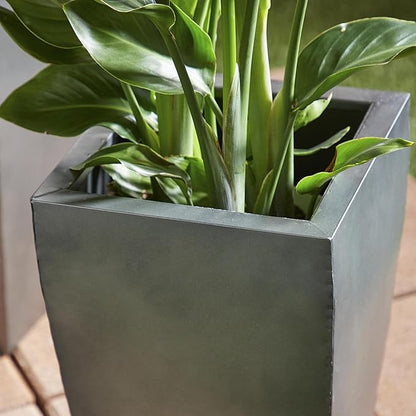 Deco 79 Metal Indoor Outdoor Planter Light Weight Large Planter Pot with Tapered Base and Polished Exterior, Set of 3 Planters 20", 25", 30"H, Gray
