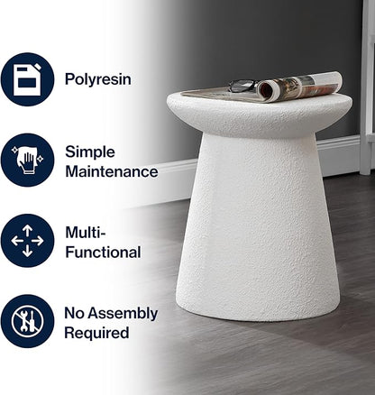 JONATHAN Y TBL1108A Hollie 18" Minimalist Modern Drum Indoor/Outdoor Accent Table Pedestal, Contemporary, Mid-Century, Art Deco, Bohemian, Patio, Garden Room, Bathroom, Living Room, White Frosted