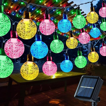 Toodour Solar String Lights Outdoor, 56ft 100 LED Globe String Light with 8 Mode, Waterproof Crystall Ball Lights Solar Patio Lights for Garden, Lawn, Patio, Gazebo, Yard, Outdoor Decor - Multicolor
