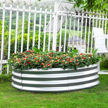 Land Guard Galvanized Raised Garden Bed 2Pcs, Planter Raised Garden Beds Outdoor, Round Clearance Raised Garden Beds for Gardening Vegetables……