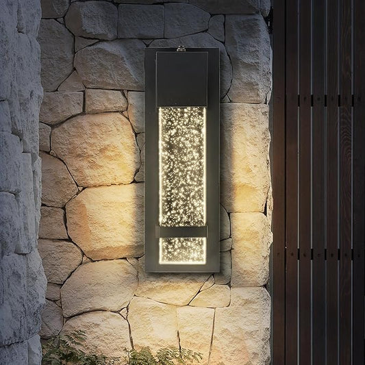 ASD LED 13" Bubble Glass Wall Light Fixture, Outdoor Dusk to Dawn Sconce | 3CCT, Waterproof, Photocell, ETL Listed | 12W 500LM 3000-5000K 120V | Exterior Lantern, Porch Lighting | Black