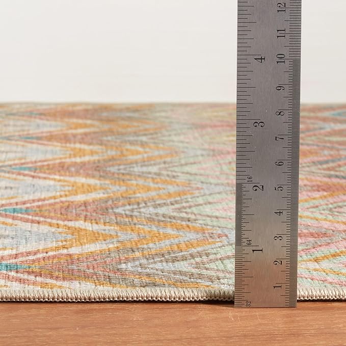 Dash & Albert Seneca Stone Machine Washable Rug, Runner-2.5 X 8 Feet, Multi Graphic Pattern
