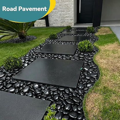 20lbs Black Rocks for Planters, 3-4 Inch Decorative Rocks for Potted Plants, Polished Garden Stones for Outdoor Landscaping, Walkways, Yard, River Rocks for Flower Pots, Vase
