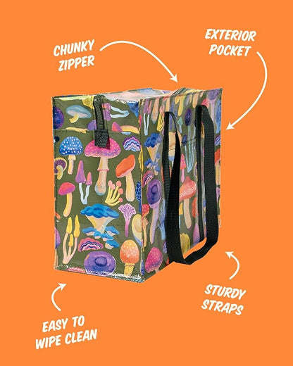 Blue Q Reusable Shoulder Tote Bag – Carry Everywhere Bag with a Hefty Zipper, Durable, Fun Design, 95% Recycled Material