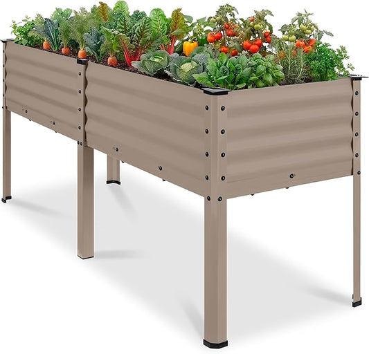 Best Choice Products 72x24x30in Non Toxic Galvanized Raised Garden Bed, Metal Elevated Planter Box, Vegetable Garden, 100% Non Toxic Materials - Taupe