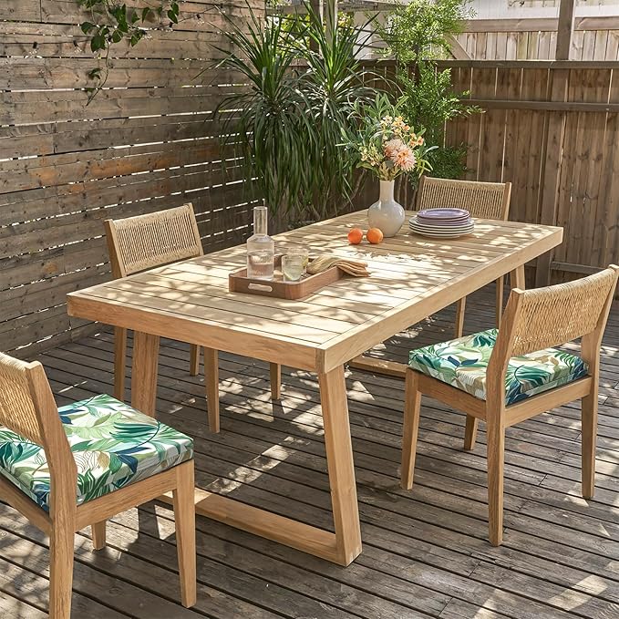 LVTXIII Outdoor Seat Cushions Seasonal Replacement Chair Cushions, Patio Chair Pads with Ties for Dining Chairs and Garden Furniture, Square Back, 18.5"x16"x2", 4 Pack, Lush Leaf Green