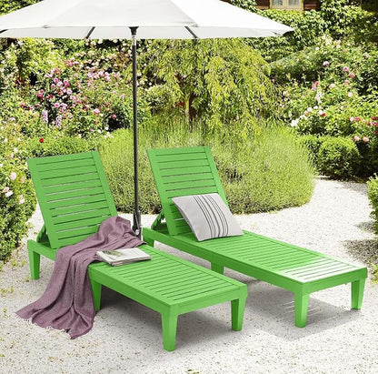 Nestl Sun Tanning Chair - Lime Green Chaise Lounge Chair Outdoor, Lightweight Pool Lounge Chairs, Adjustable 5-Position Reclining Lawn Chair, Waterproof Beach Outdoor Lounge Chairs