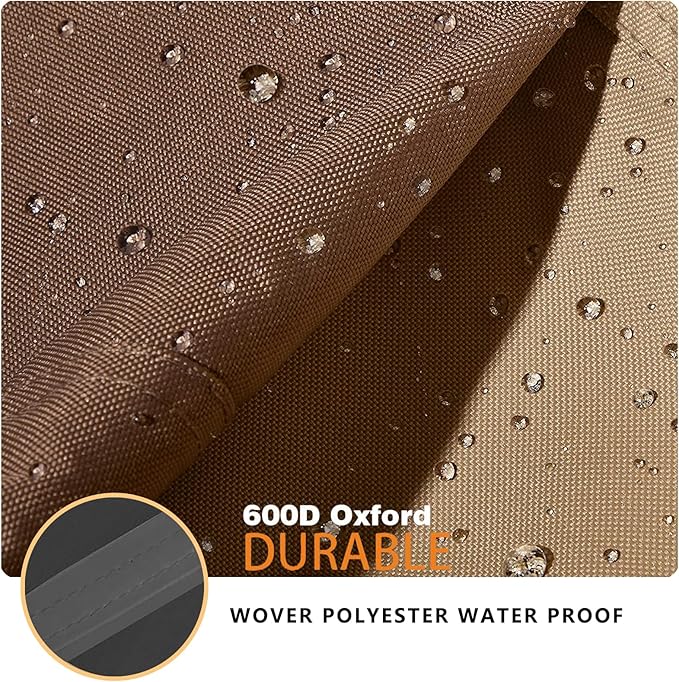 Round Patio Table Cover 36"DIA x 23"H, 100% Waterproof, Heavy Duty, Beige&Brown