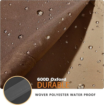 Round Patio Table Cover 50"DIA x 23"H, 100% Waterproof, Heavy Duty, Beige&Brown