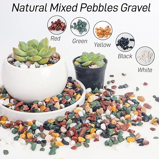 CJGQ 18lb Aquarium Gravel for Plants, 1/4Inch Fish Tank Gravel for Succulent Cactus and Bonsai, Decorative River Rocks Pebbles for Gardening, Flower Pots, Landscaping,Terrarium