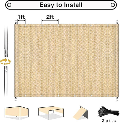Shade&Beyond 10'x16' Pergola Shade Cover with Weighted Rods & Grommets, 90% UV Block Outdoor Sun Shade Cloth Canopy Replacement Cover for Patio Porch, Wheat