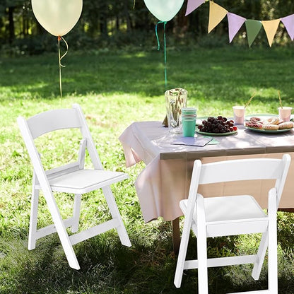 VINGLI Resin Folding Chairs with Cushion, Foldable Plastic Chair with Comfortable Padded Seats, Perfect for Event Party Indoor Outdoor, White, 1 PC