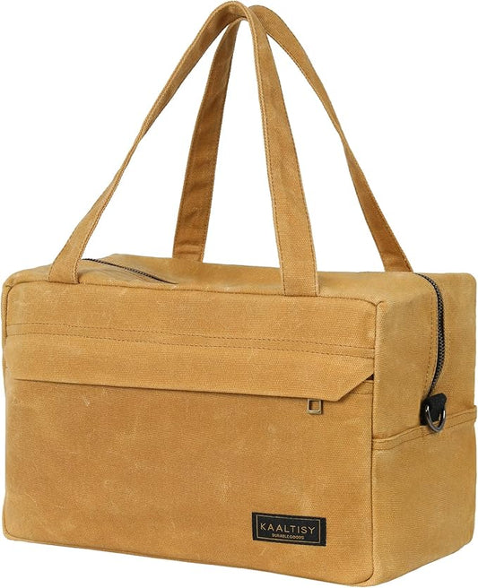 Canvas Tool Organizer, Heavy Duty 16oz Waxed Canvas Garden Hand Tools Bag - with Hidden Zipper Pocket & Large Storage Capacity, Tool Carrier for Gardening Carpentry Tools | 11.5" x 7" x 7.5"