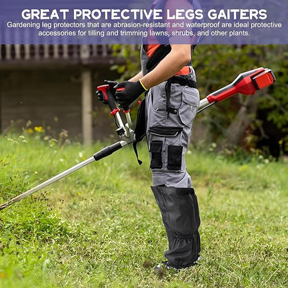 Lawn Care Leg Gaiters, Waterproof Lower Legs Gaiter Outdoor, 15.74" x 10.23" Adjustable Weed Eating Leg Protectors for Men and Women, Leg Guards Boot Legging Gaiters fo Garden Farm Working, Black