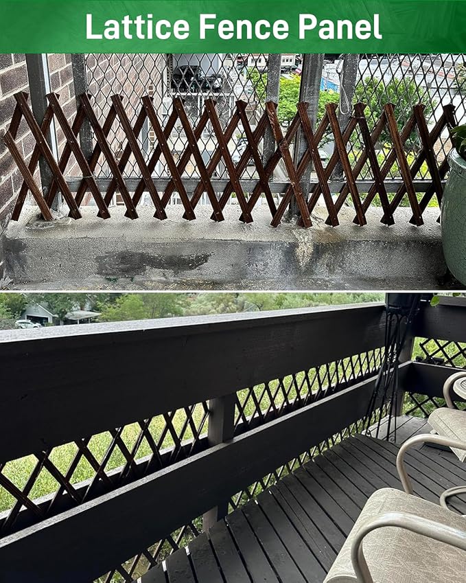 2 Pack 35.4InchWooden Lattice Wall-Expandable Plant Garden Trellis for Climbing Plants Outdoor