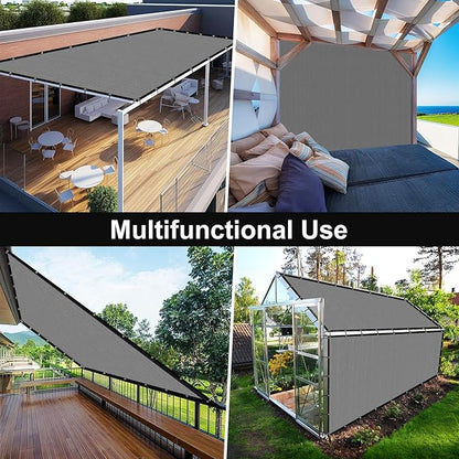 Artpuch 90% Sun Shade Cloth, 4 x 12 FT Pergola Shade Cover Canopy with Grommets, Sun Screen Fabric Tarp for Patio, Outdoor, Garden, Backyard, Blue Grey