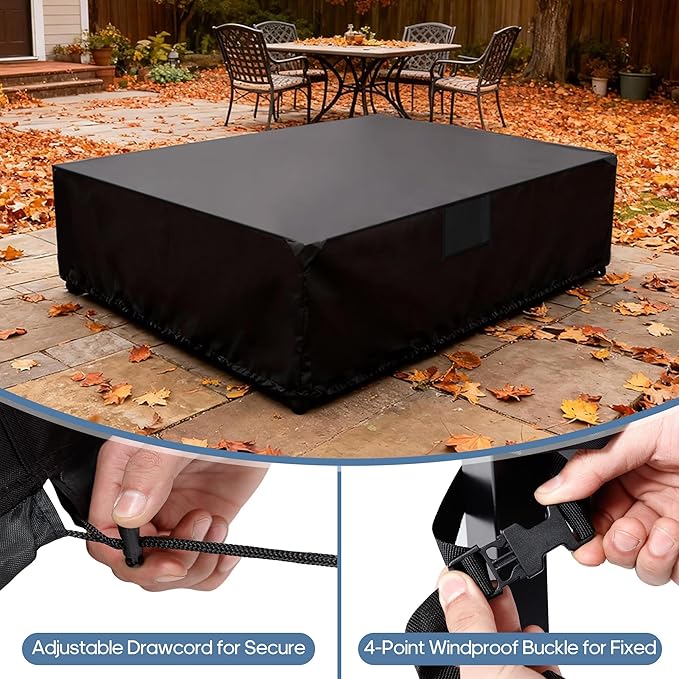 DUMOS Patio Furniture Cover Rectangular Heavy Duty 600D Waterproof UV Resistant Outdoor Sofa Couch Sectional Cover for Deck Table Chairs Backyard Dining Sets, 108"L x 82"W x 28"H, Black
