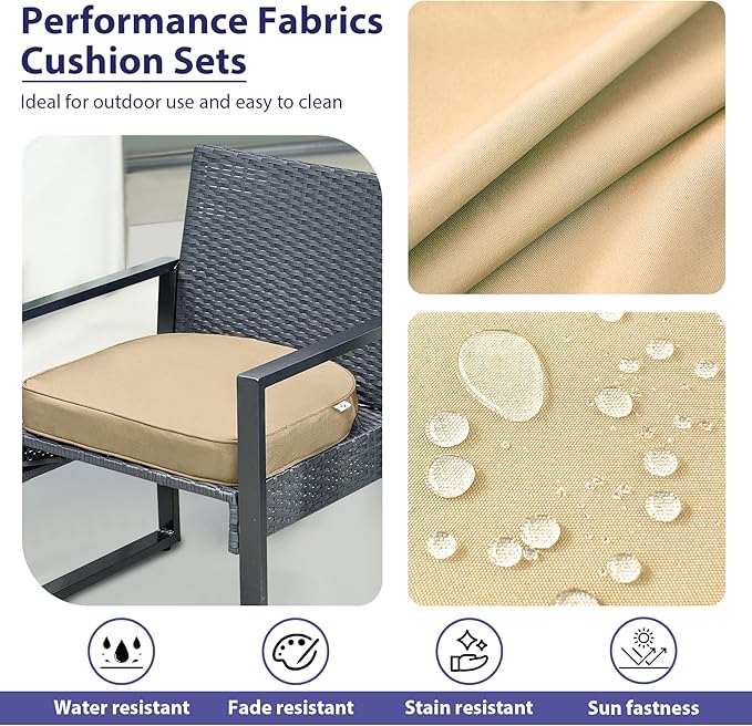 Outdoor Chair Cushions Set of 4 -Waterproof Outdoor Seat Cushions for Patio Furniture, Patio Chair Cushion with Handle and Ties, Round Out Door Chair Pads,17" x 16" x 2",Beige