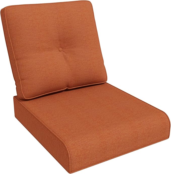 Outdoor Chair Cushions Set for Patio Furniture, 22x25/22x24 Inch, Waterproof & Fade Resistant Patio Chair Cushions, Thick Patio Furniture Cushion for Chair, Sofa, and Couch (Orange, 1 Set)