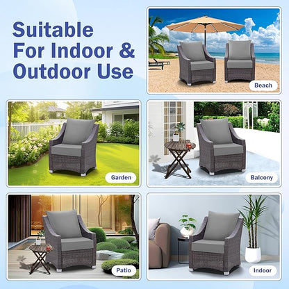 IASEAHK Outdoor Seat Cushion Set, Waterproof & Fade Resistant Patio Chair Cushions, Outdoors Cushion for Patio Furniture, 24 x 24 x 4 Inch, Outdoor Couch Cushions with Handle and Ties, Grey