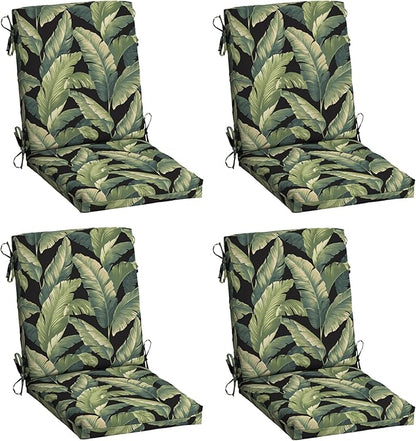 Arden 4-Pack Outdoor Patio Dining Chair Cushion, 20x44, Rain-Proof Seat Pad, Fade-Resistant Outdoor Cushion Onyx Cebu