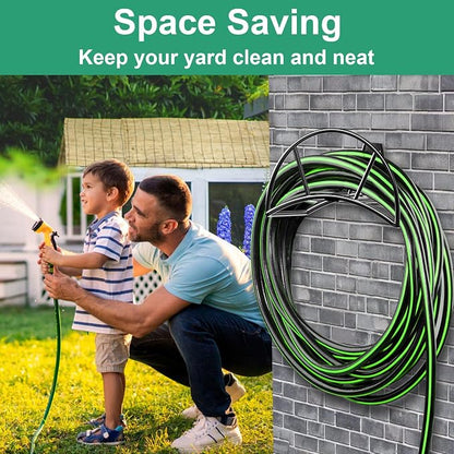 TomCare Garden Hose Holder Wall Mount Metal Water Hose Holder Holds 150Ft Hoses Heavy Duty Hose Hanger Sturdy Hoses Storage Organizer for Outside Yard Garden, Black