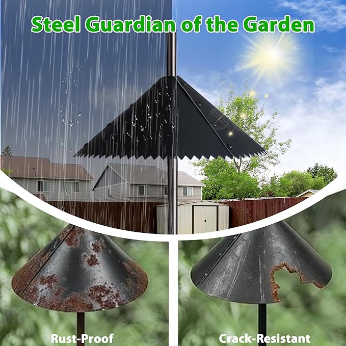 Bird Feeding Station Kit, 94 Inch, 6-Hook, with Squirrel Baffle, Metal Birds Feeder Stand Pole with Bird Bath and Mesh Tray, Freestanding 5-Prong Base