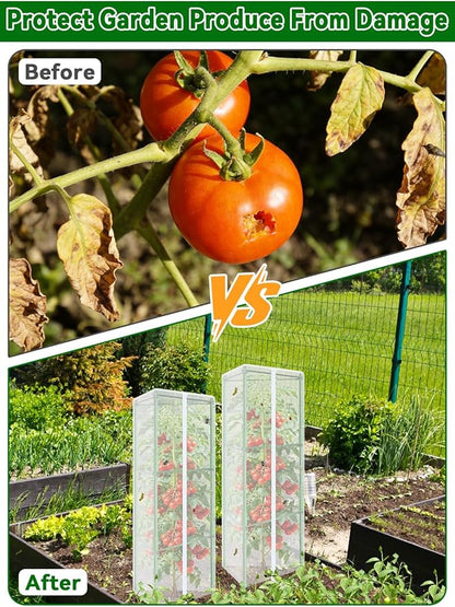ZeeDix 45" x 16.1" Garden Bird Netting for Triangle Tomato Cage, 4 Pack Garden Mesh Barrier, Plant Covers Protect Tomatoes, Vegetables, Blueberry Bush from Birds & Pests