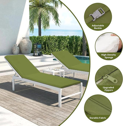 Outdoor Chaise Lounge Cushions for Patio, 72"x22"x3" Lounge Chair Cushions, Waterproof Replacement Seat Cushions for Outdoor Furniture