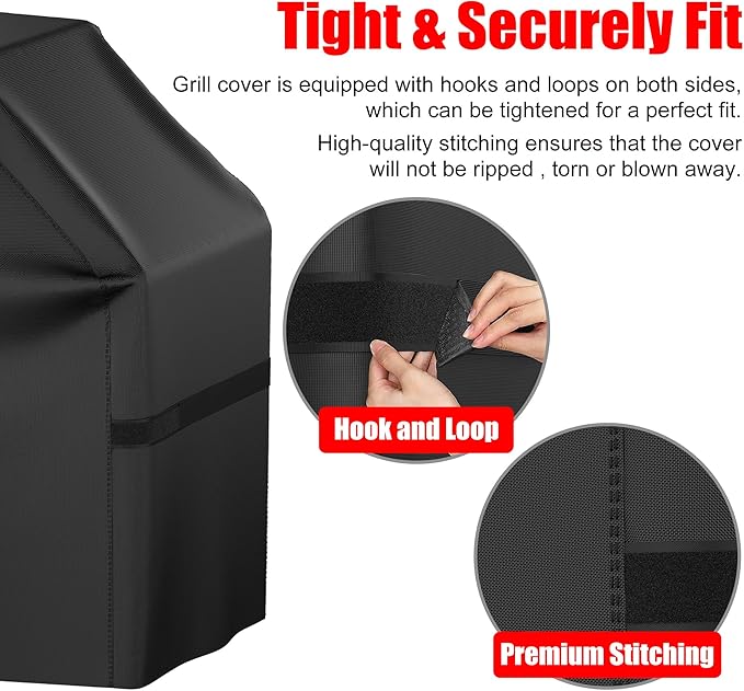 Grill Cover, 40 inch Heavy Duty BBQ Gas Grill Cover for Outdoor Grill, Waterproof, Weather Resistant, Anti-UV, Rip-Proof, Fade Resistant Barbecue Cover with Hook-and-Loop Straps for Most Grills