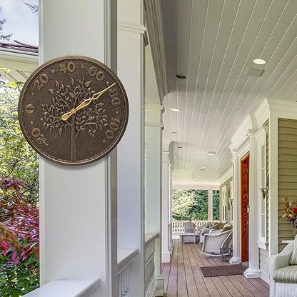 Whitehall Products 10438 Tree of Life 16 inch Indoor Outdoor Wall Thermometer in French Bronze