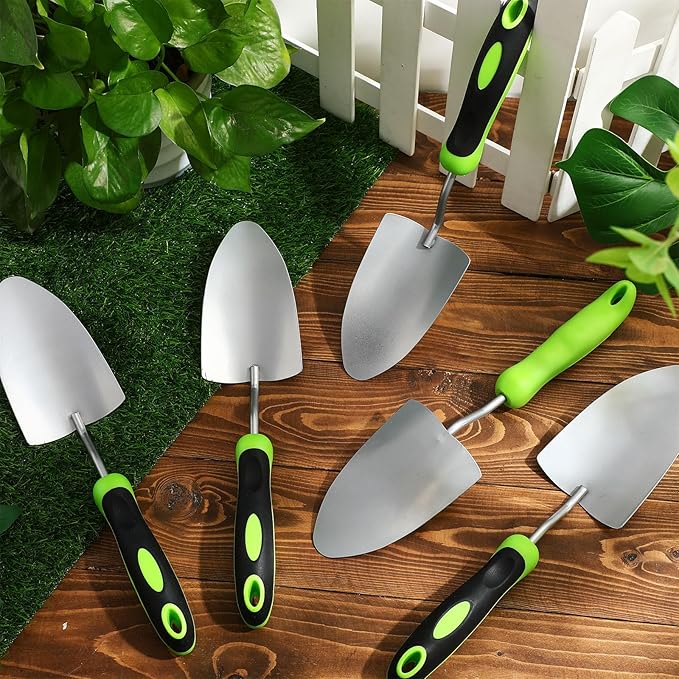 30 Pcs Garden Shovel Aluminum Alloy Heavy Duty Trowel Small Digging Shovels Metal Hand Trowel Spade with Soft Handle for Garden Lawn Yard Planting Tool (Wide Shovel,Green)