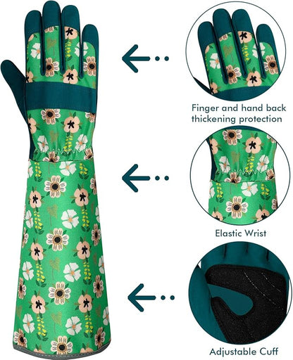 Long Gardening Gloves for Women Thorn Proof Leather Garden Gloves Breathable Working Gloves for Women Yard Outdoor