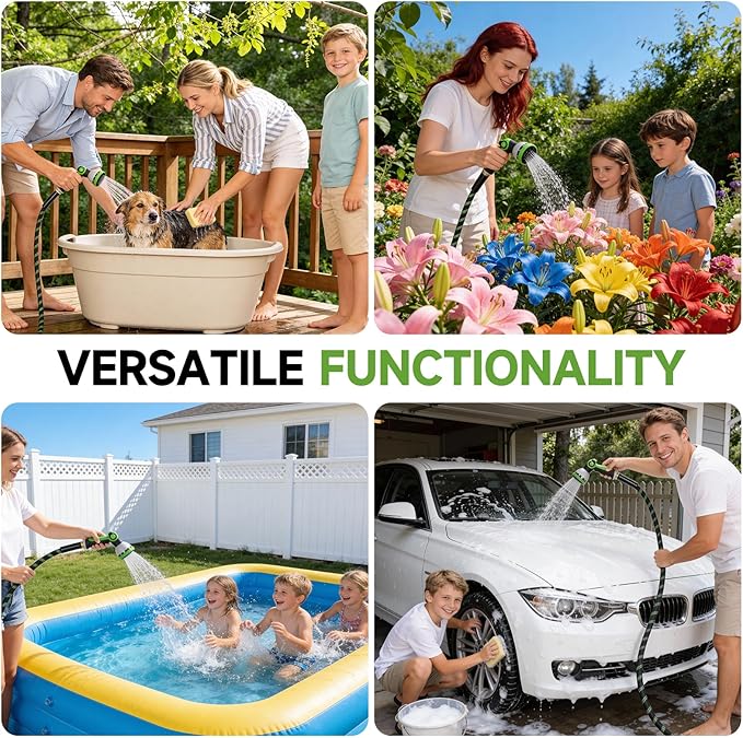 Garden Hose 100ft Flexible Non-Expandable Water Hose Ultra Lightweight Kink-Free Leak-Proof Durable & Abrasion-Resistant with 3/4" Brass Fittings for Patio Yard RV and Outdoor Use