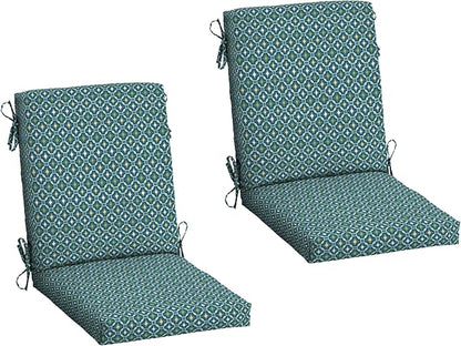 Arden 2-Pack Outdoor Patio Dining Chair Cushion, 20x44, Rain-Proof Seat Pad, Fade-Resistant Outdoor Cushion Alana Tile